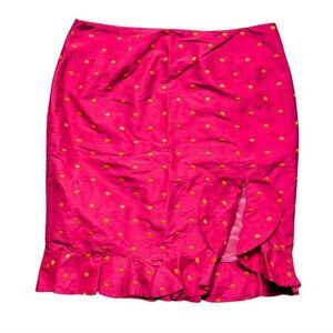 CK BRADLEY New York Fushia/Yellow Silk Ruffle skirt (8)